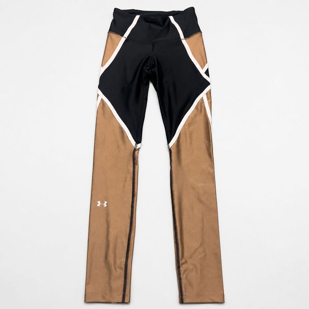 Under Armour HeatGear Compression Leggings Women's XS Black Tan Color Block